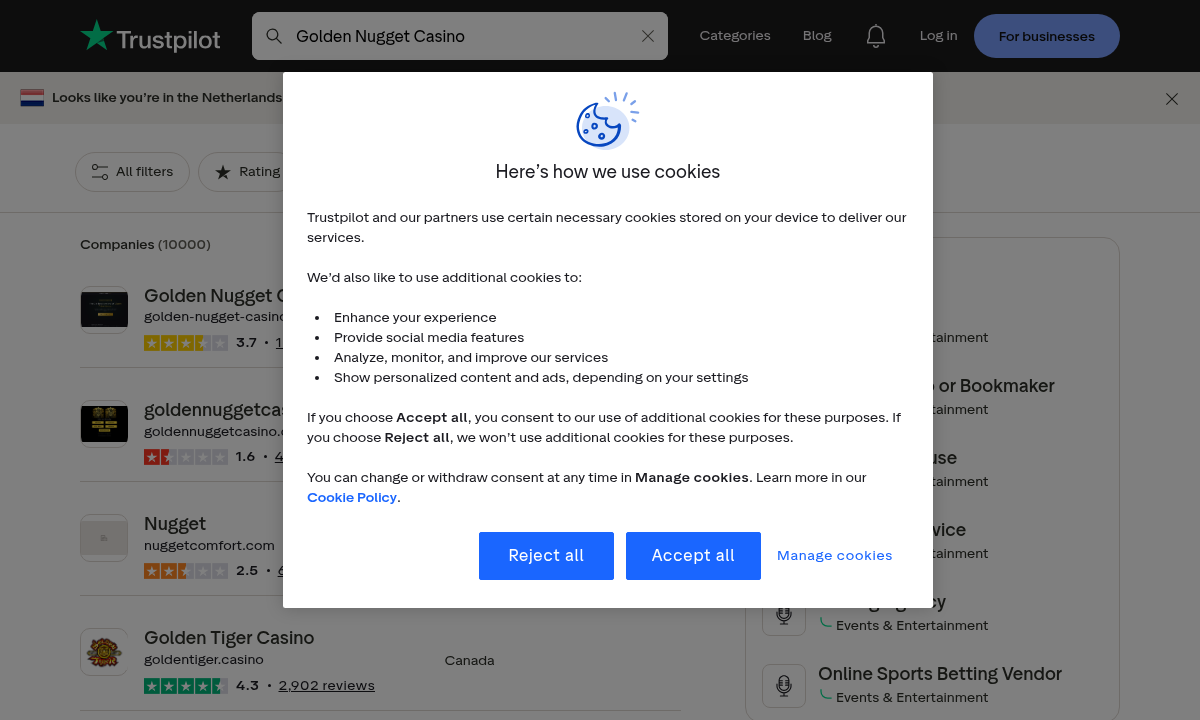 Contextual user-review capture for Golden Nugget Casino