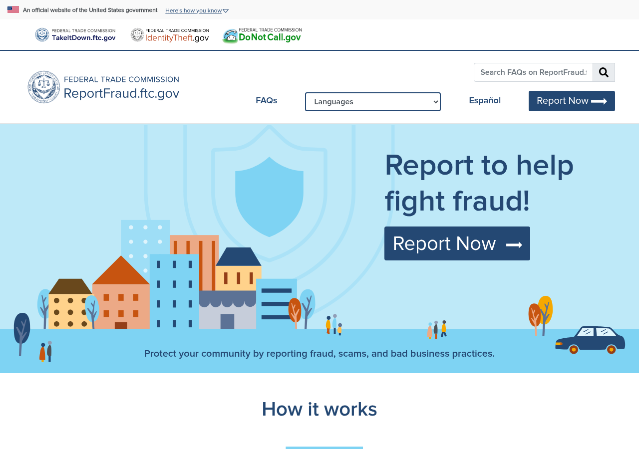 Federal Trade Commission official fraud-reporting route, checked 8 September 2026