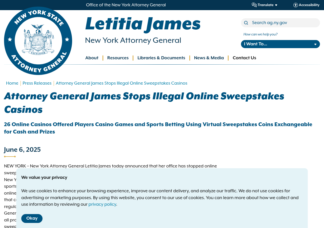 New York Attorney General online-gaming enforcement record