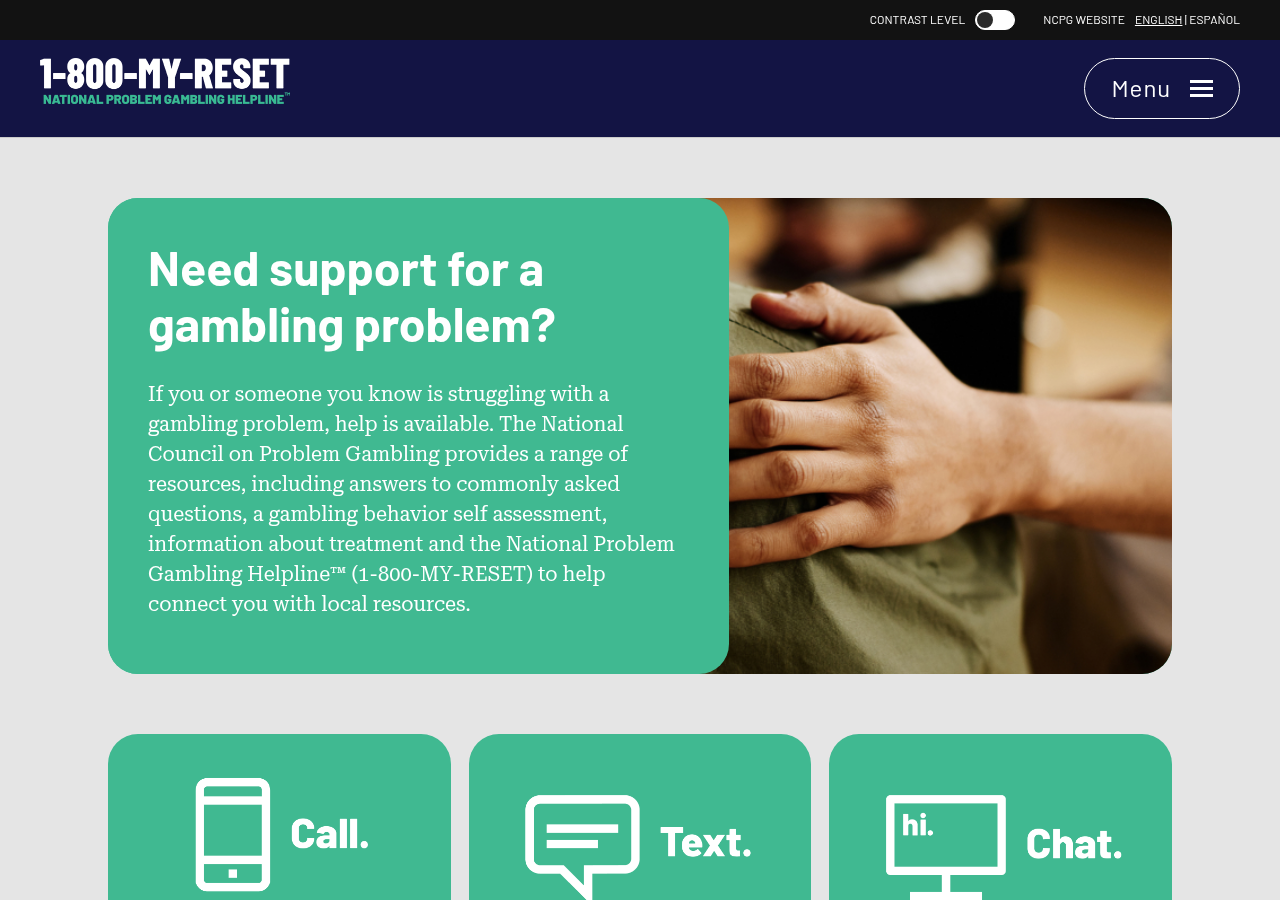 National Council on Problem Gambling help and treatment record